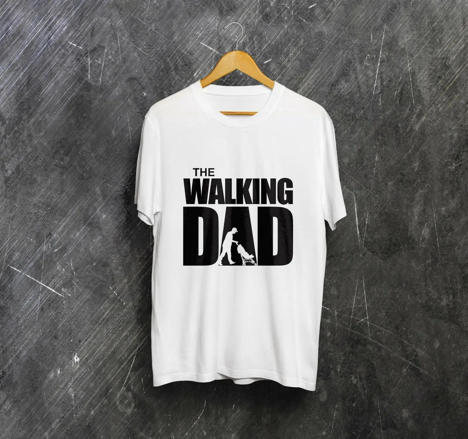 

The Walking Dad Funny Cotton Short Sleeve Black Tops S-3XL Size T-Shirt