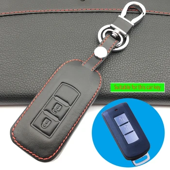 

High-quality leather car key covers for Mitsubishi ASX RVR Outlander Lancer 10 Pajero Sport Intelligent remote control key box