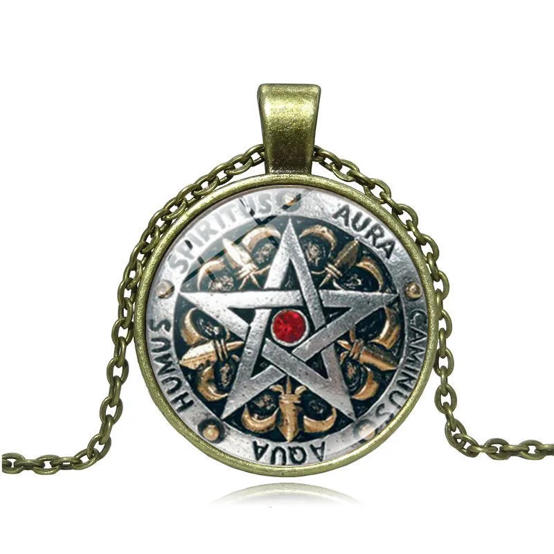 Ожерелье с кулоном Boyfriend Magic pagan Pentagram ожерелье защитой от Wiccan стеклянный