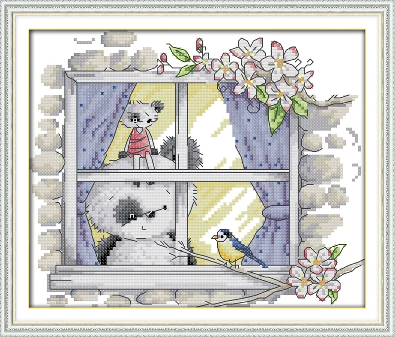 

Pandas and partners, counted printed on fabric DMC 14CT 11CT Cross Stitch kits,embroidery needlework Sets Home Decor