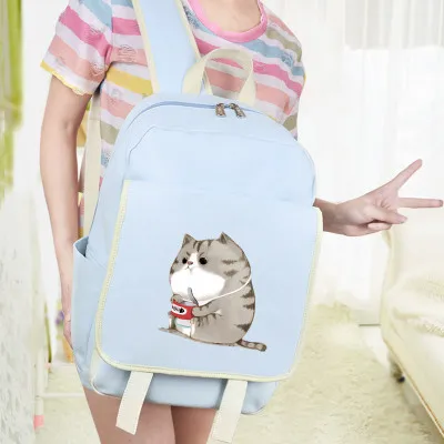 

Canvas shoulder bag student female Korean version of the campus cute student cat backpack