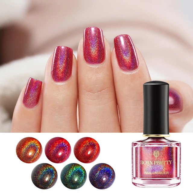 Born Pretty Holographic Laser Nail Polish 6ml Black Red Holo Glitter Born Pretty Holographic Laser Nail Polish 6ml Black Red Holo Glitter Varnish Water Based Base