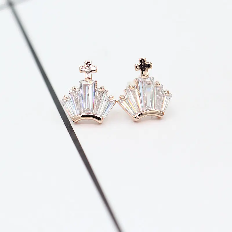 Новая мода ice Корона Серьги для Для женщин Jewelry Кристалл Rhinestone крест серьги