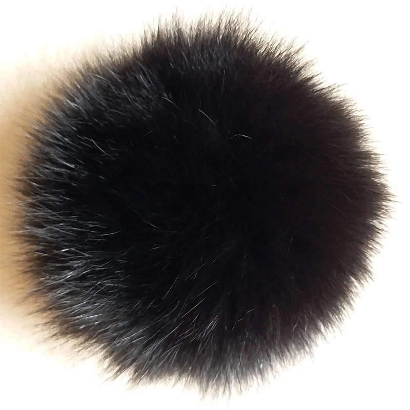 DIY натуральный помпон Лисий Мех Аксессуары для Skullies шапки настоящий помпон лисий мех большой шар помпон для шапки сумки обувь 13-14 см - Цвет: black fox