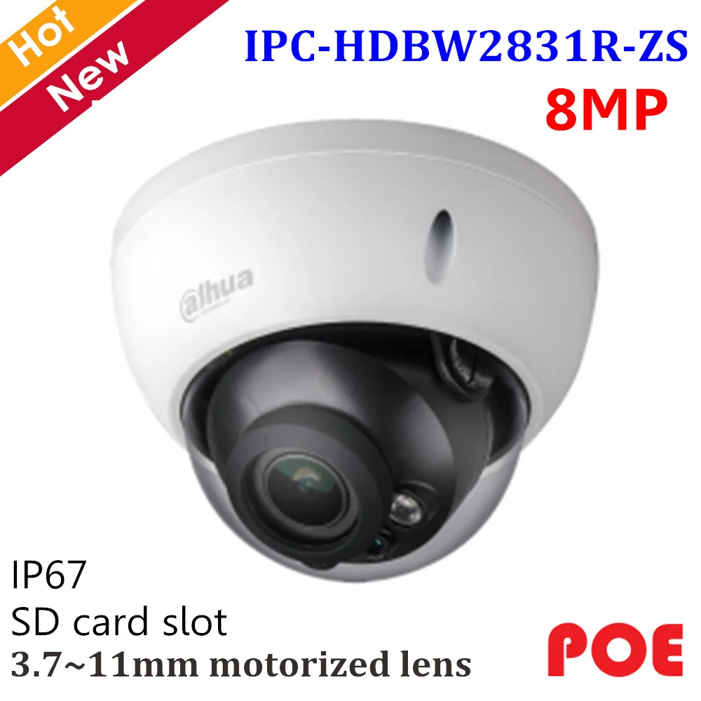 Dahua English 8mp H.265 IP Camera IPC-HDBW2831R-ZS 8MP IR Dome 3.7~11mm Motorized lens Support POE and SD Card slot 128G | Безопасность