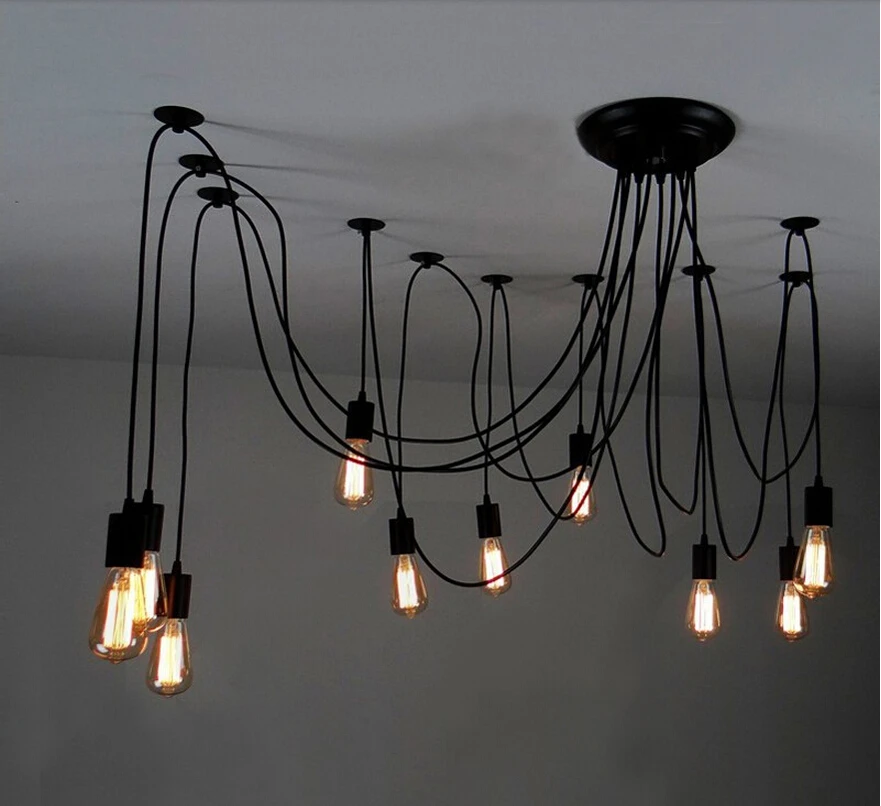 6 8 10 Heads 2 Meter Cable Length 110v 240v E27 Base Spider 6 8 10 Heads 2 Meter Cable Length 110v 240v E27 Base Spider Ceiling Fixtures Lights Black Color Dining Room Pendant Lamp In From