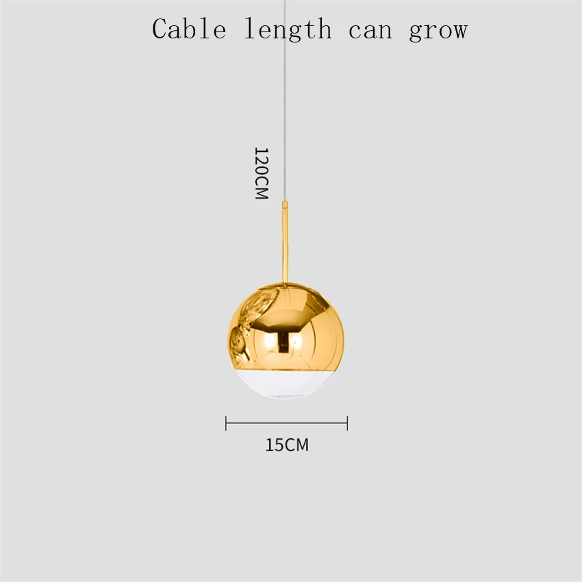 Скандинавский Золотой Серебряный стеклянный шар Лофт светодиодный подвесной светильник для ресторана бара промышленное освещение подвесной светильник Кухонные светильники - Цвет корпуса: Gold 15CM