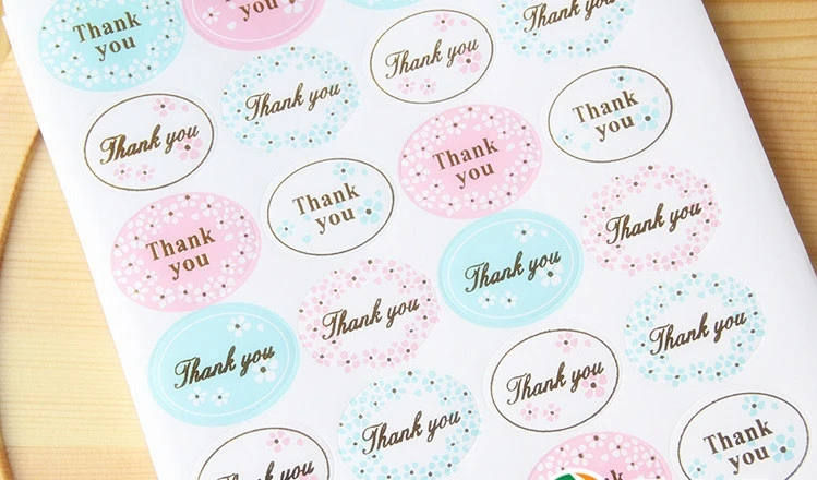 120 шт./лот Новая Весенняя Цветочная круглая Золотая надпись Thank you ручной работы
