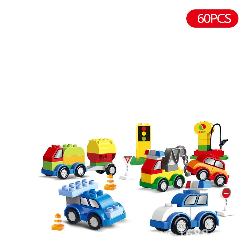 60pcs My First Creative Cars Variety of Car Story Big Size Building Blocks DIY Bricks Baby Toys Compatible Duploe baby-brick : image 60pcs My First Creative Cars Variety of Car Story Big Size Building Blocks DIY Bricks Baby Toys Compatible Duploe baby-brick
