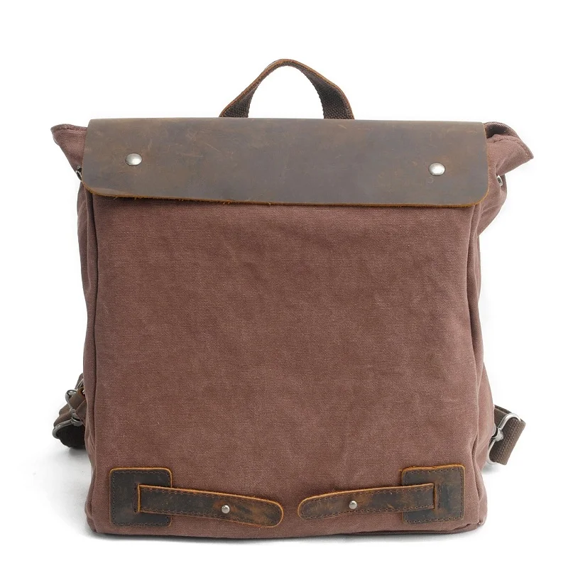 M103 Винтажный рюкзак, кожаный холщовый мужской рюкзак, школьная сумка, военный рюкзак, женский рюкзак, мужской рюкзак, рюкзак Mochila - Цвет: Coffee