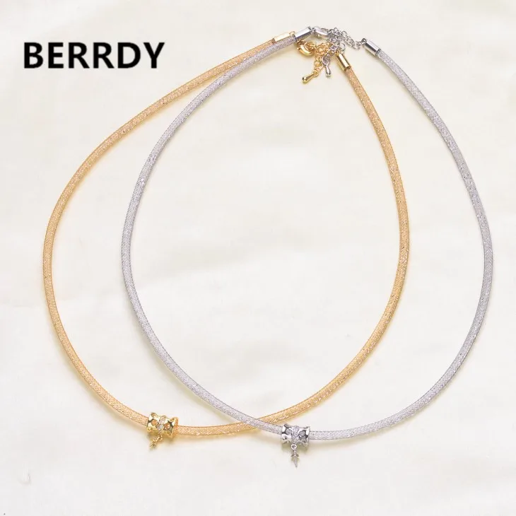 

2 Color 925 Silver Fashion Pearl Necklace Mounting Chain, Charm Necklace Settings Jewelry Parts Fittings Charm Accessories