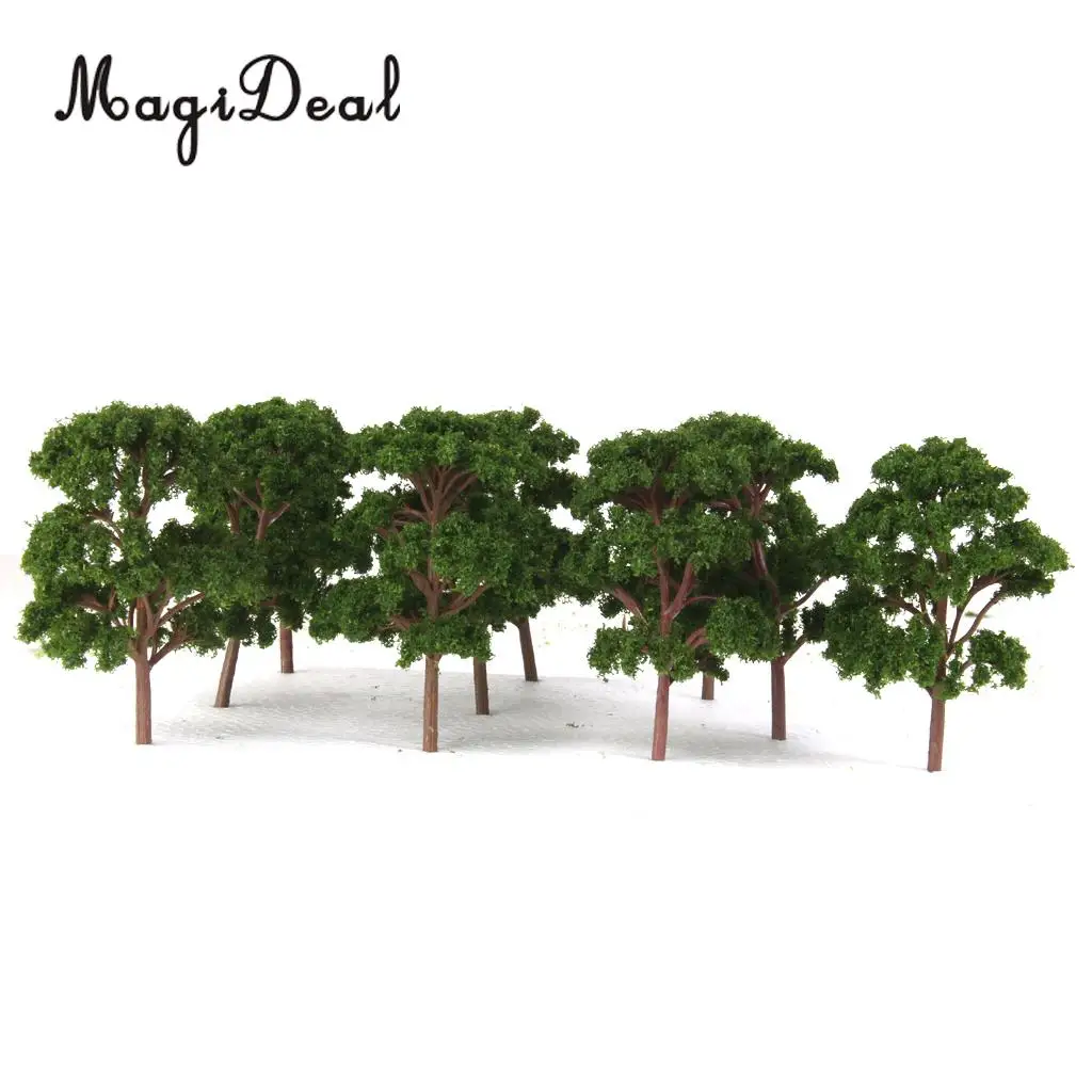 10Pcs/Pack 12cm Plastic Banyan Trees Model Train Scenery for Park Garden Forest Scene Scenery Children Toys Scale 1:75 Green