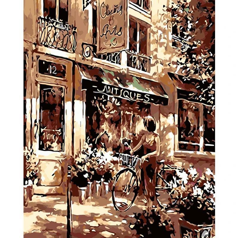 bike woman Landscape DIY Digital Painting By Number Modern Wall Art