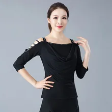 Черные латинские танцевальные тренировочные танцевальные Топы женские бальные топы сексуальные Бальные Танцевальные Костюмы современное Танго вальс Сальса Самба Топы