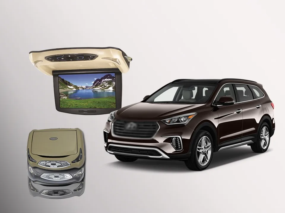 

BigBigRoad For Hyundai santafe Car Roof Mounted in car LED Digital Screen Support HDMI USB FM TV Game IR Remote Flip Down DVD