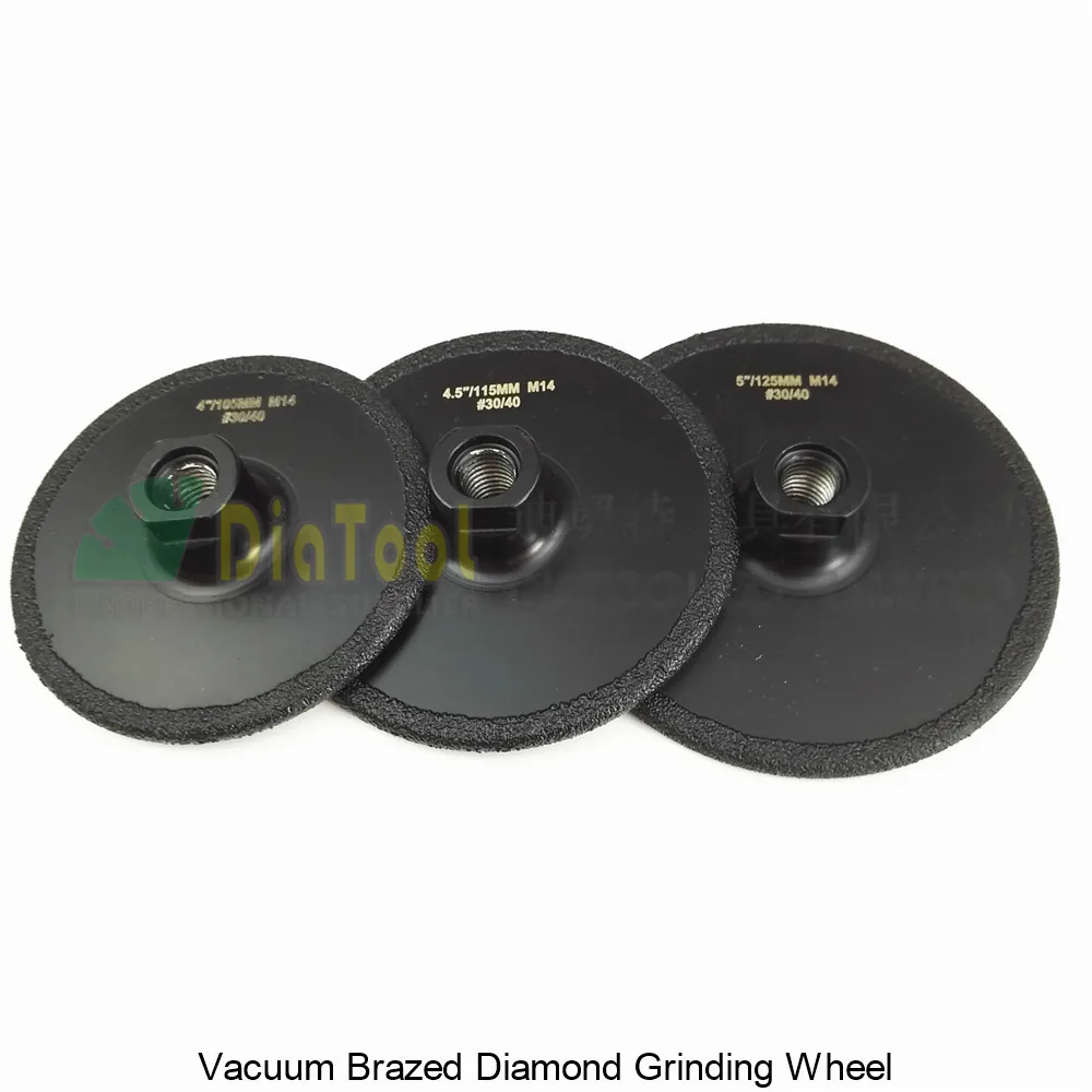 DIATOOL 3pcs (105+115+125MM)Vacuum Brazed Diamond Flat Grinding Wheel M14 Grit#30 Coated Cutting Grinder Disc For Marble Granite dt diatool 3pcs 6mmx25mm diamond finger bit cone chamfer milling porcelain tile marble m14 enlarge holes shaping edge granite