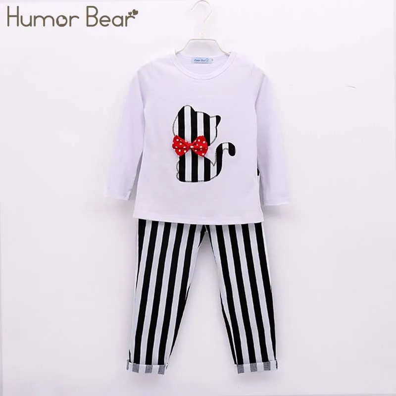 Humor bear/комплекты одежды для девочек коллекция года, осенние детские модные спортивные комплекты с длинными рукавами и принтом Одежда для детей возрастом от 3 до 7 лет
