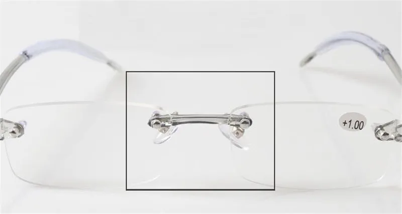 Безрамное прозрачные линзы очки для чтения серый усталость для чтения очки Okulary диоптрий 1,0 1,5 2,0 2,5 3,0 002