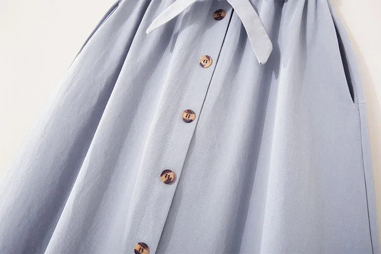 Весенняя летняя Корейская трапециевидная юбка Женская эластичная однобортная юбка с высокой талией однотонная Faldas Милая школьная уличная одежда