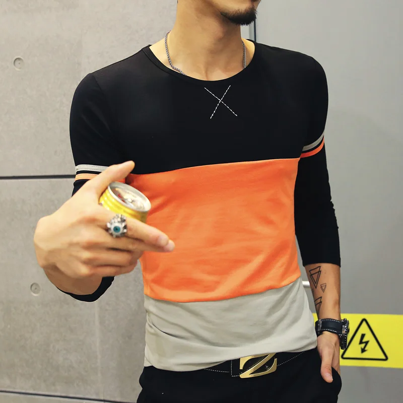 New Fashion T Shirt Men 2019 Autumn Casual Patchwork O-Neck Long-Sleeve Men's T Shirt Slim Fit Mens Clothing Trend Top Tees 5XL New Fashion T Shirt Men 2019 Autumn Casual Patchwork O-Neck Long-Sleeve Men's T Shirt Slim Fit Mens Clothing Trend Top Tees 5XL
