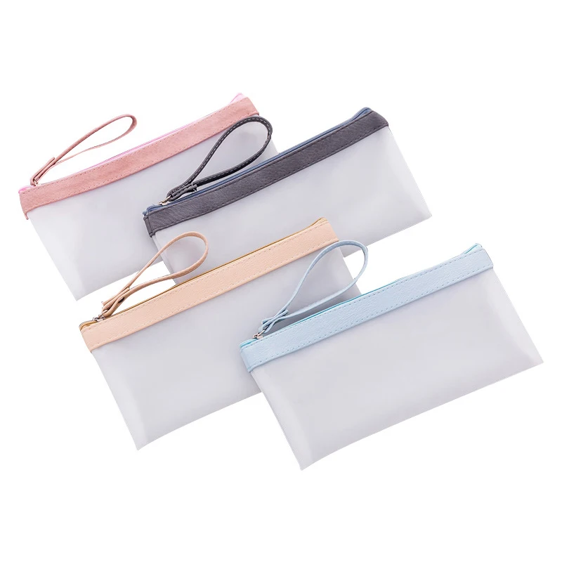 

1 Pcs New Stationery Creative Solid Color Transparent Scrub Pencil Bag Korean Student Pencil Case Office & School Supplies