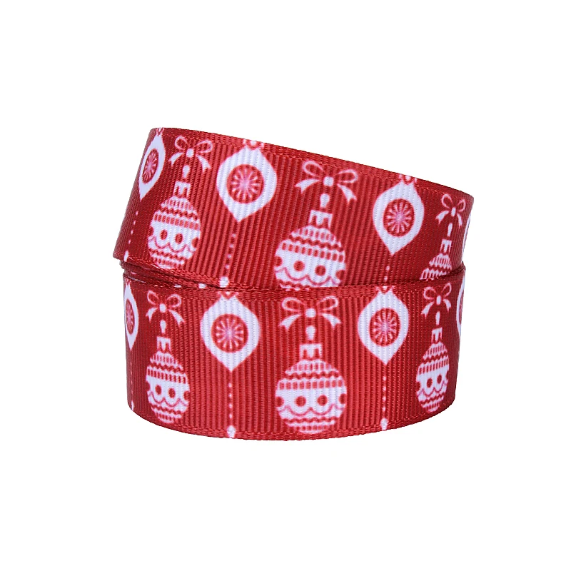

FLRA Ribbon Red pattern Christmas ball printed grosgrain ribbon (50yards/lot)