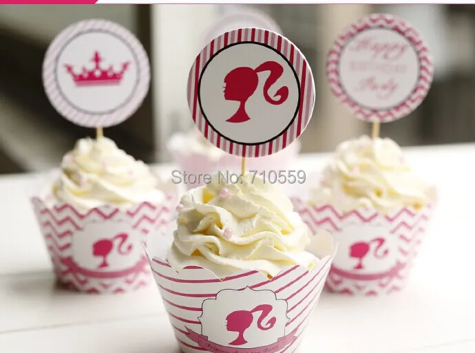 cake pack Product packaging Cup Cake edge inserted card suit 12 side pieces +12 Barbie series | Дом и сад
