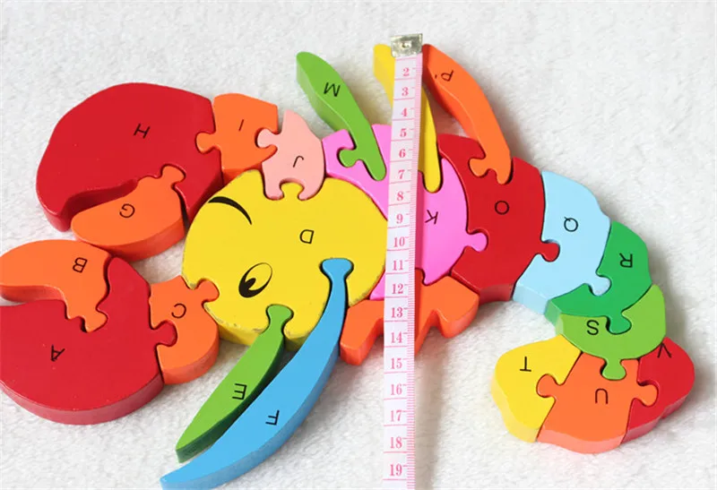 New wooden toy shrimp  Animal 26 piece English letters and digital cognitive Wooden Jigsaw Puzzle Free shipping