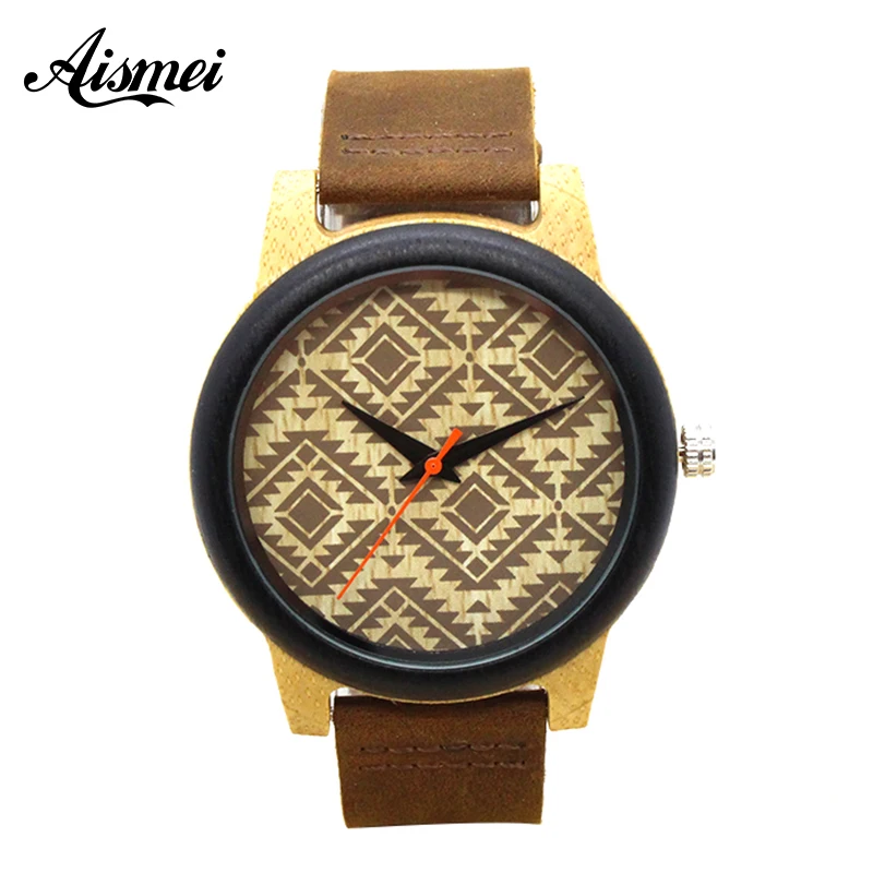 

Fashion Casual Men Women Nature Wood Bamboo Genuine Leather Band Strap Wrist Watch Cool Analog Bracelet Gift relojes de pulsera