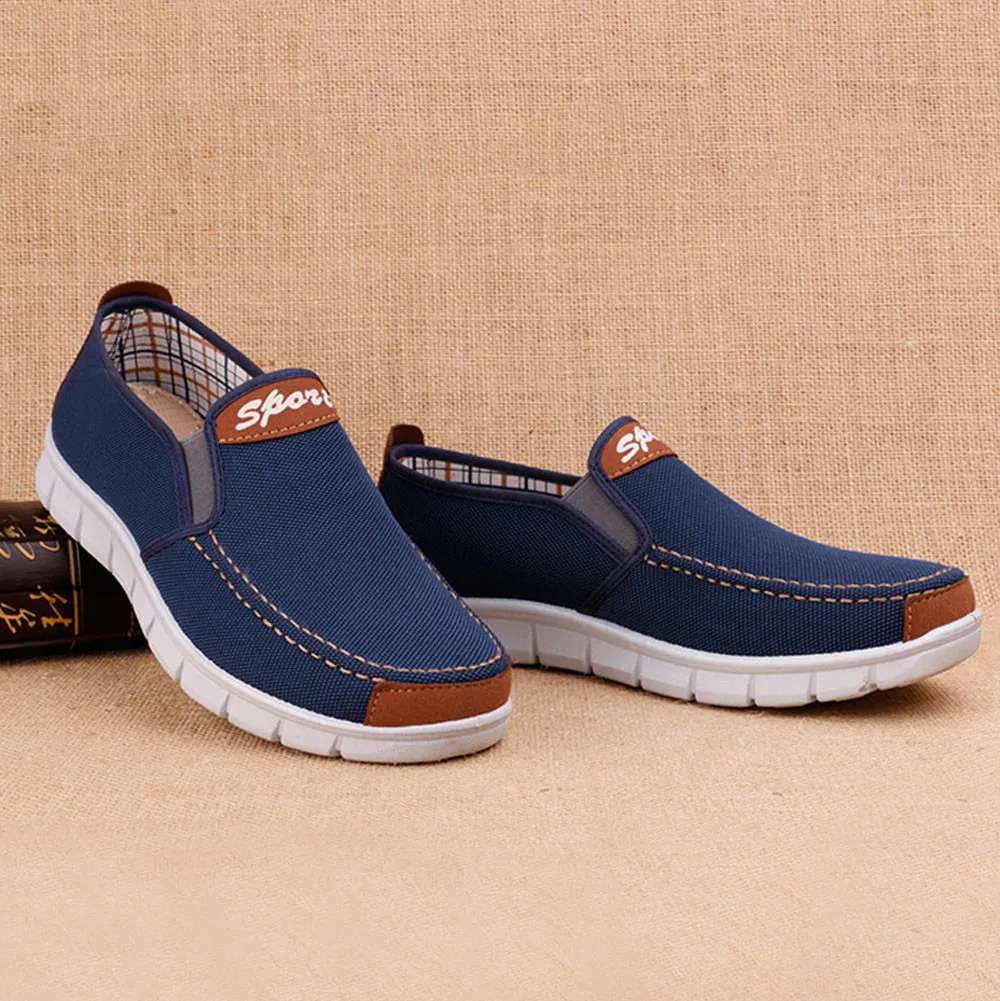 

Men Solid Round Toe Flat Heel Canvas Shoes Casual Shoes Cloth Shoes Leather Men Loafers leisure Moccasins