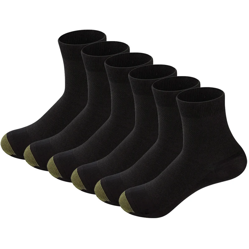 LifeWheel мужские носки бизнес бамбуковые антибактериальные Дышащие носки средней длины повседневные хлопковые носки 6 пар/лот - Цвет: Black(6 Pairs)