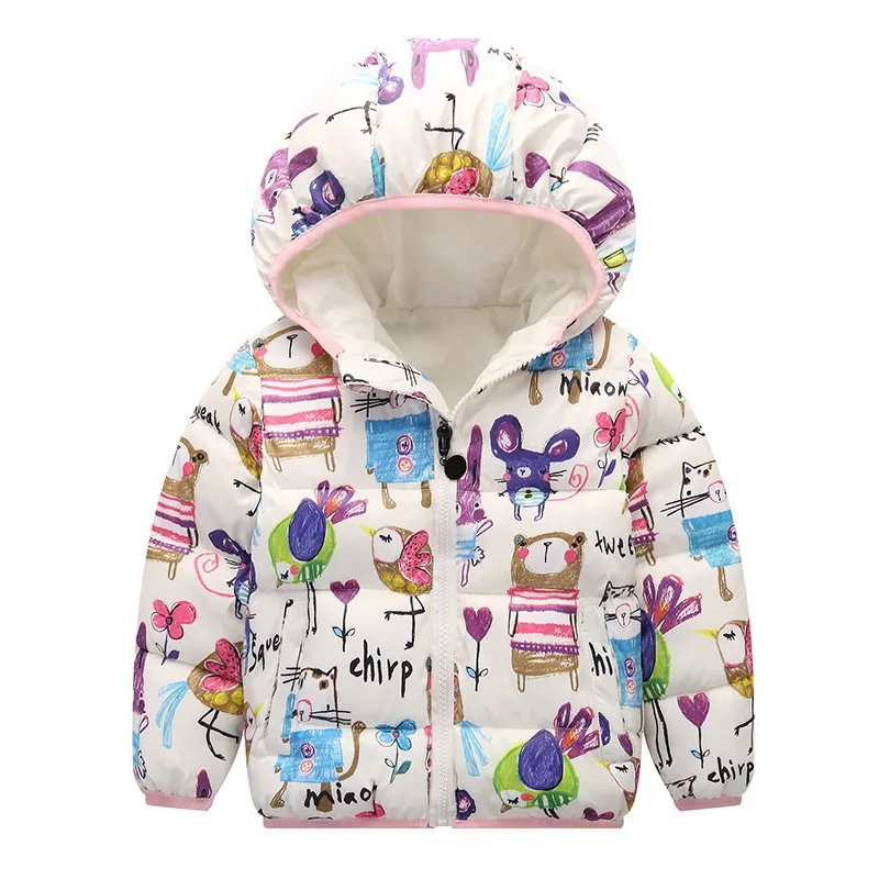 CROAL CHERIE  80-130cm Cartoon Graffiti Winter Coat For Girls Thick Cotton Baby Jacket For Girls Infant Overcoat Parkas  (6)