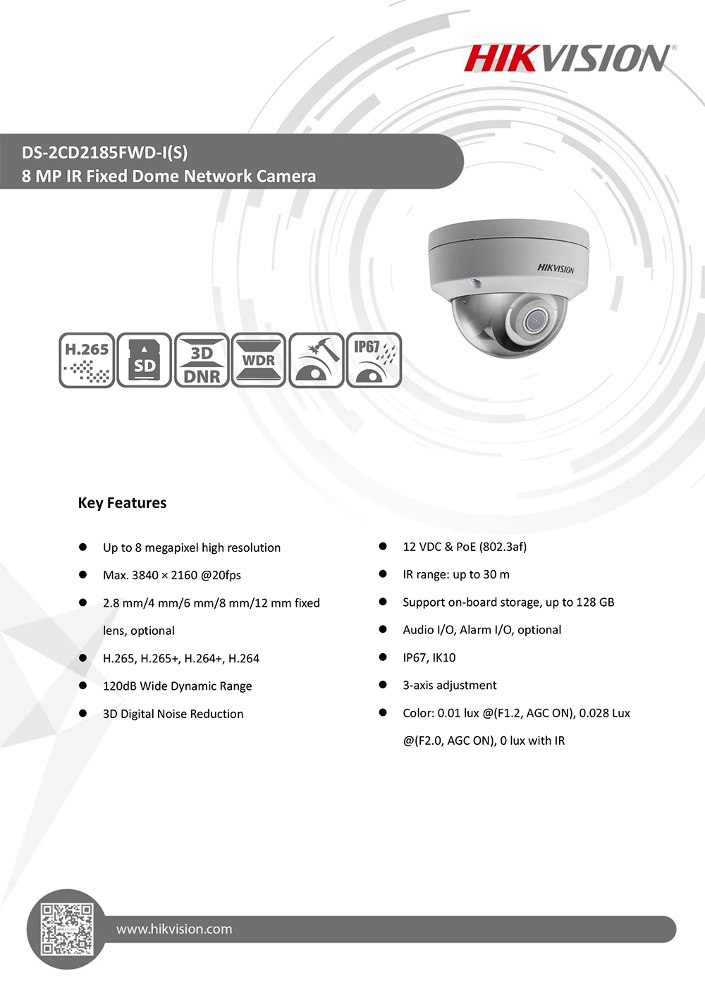 Hikvision система видеонаблюдения 8MP камера система 8 каналов PoE NVR и 4 ip-камеры с питанием по PoE купольная наружная HD комплект видеонаблюдения