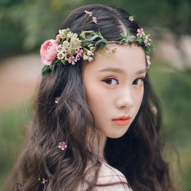 花嫁の花の花輪頭飾り子供パーティー花花輪花嫁ヘッドドレスフラワーヘアバンド写真花 Headdress Flower Flower Wreathfloral Garland Aliexpress