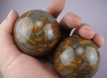 

WBY+++---427+++ Stand 2pcsAsian Quartz Green Bamboo Snake Jade Crystal Healing Ball Sphere