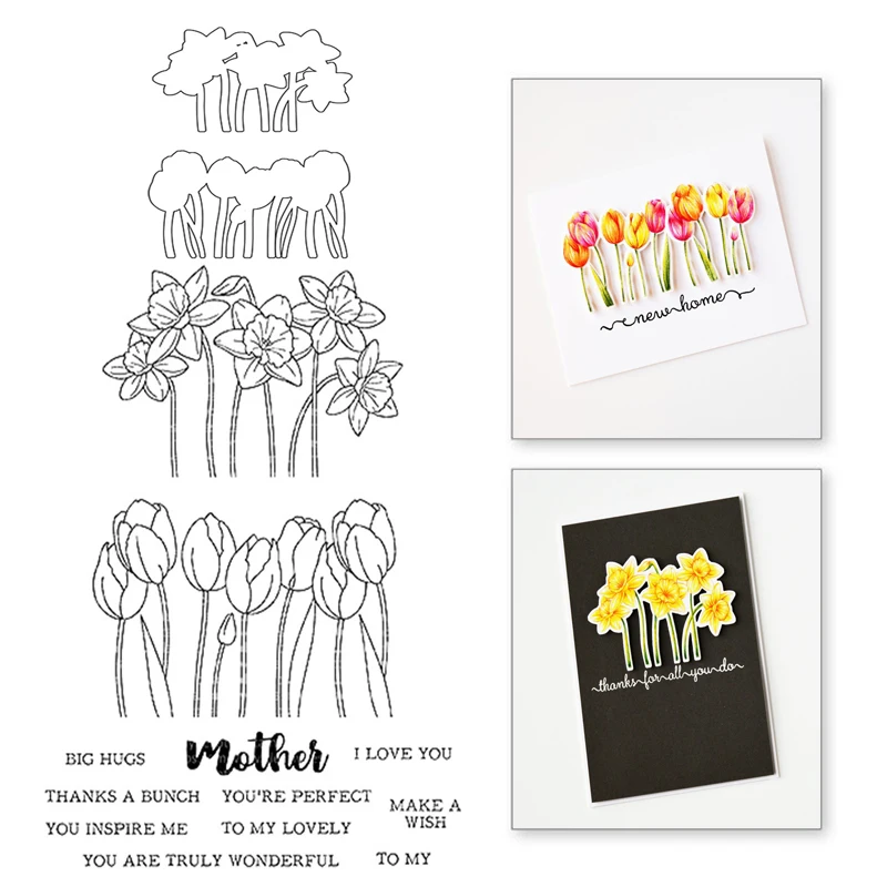 

Naifumodo Flower Metal Cutting Dies and Stamps Tulip Plant Scrapbooking Craft For Making Cards Decorative Embossing 2019 Stencil