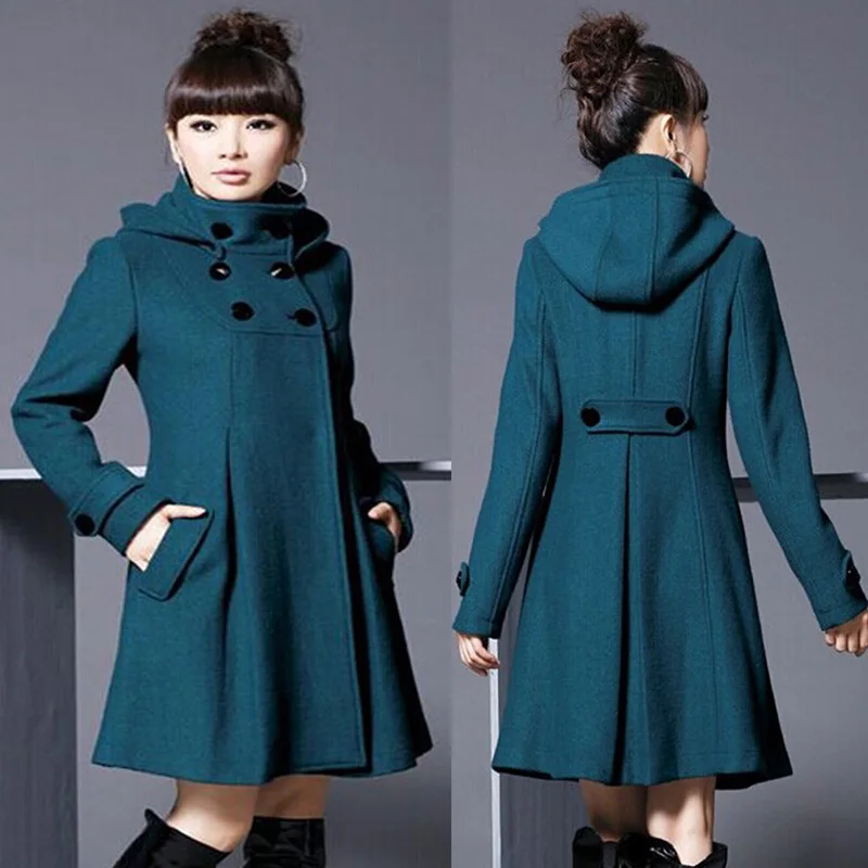 Новинка, модное длинное пальто для женщин, весна-осень, Женское шерстяное пальто, женское двубортное пальто