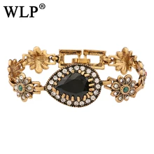 2018 WLP Hot Retro Style Gold Bracelet Inlaid Teardrop-Shaped Resin Gem Luxury Temperament Jewelry Gifts For Women S0018