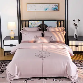 

2019 flowers Embroidery Egyptian cotton bedding set girls bed linen home textile bedclothes duvet cover bedspread