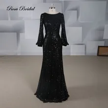 Rosabridal свадебное платье Русалочки с блестками и круглым вырезом принцесса пузырь платье с длинными рукавами и бисером с открытой спиной