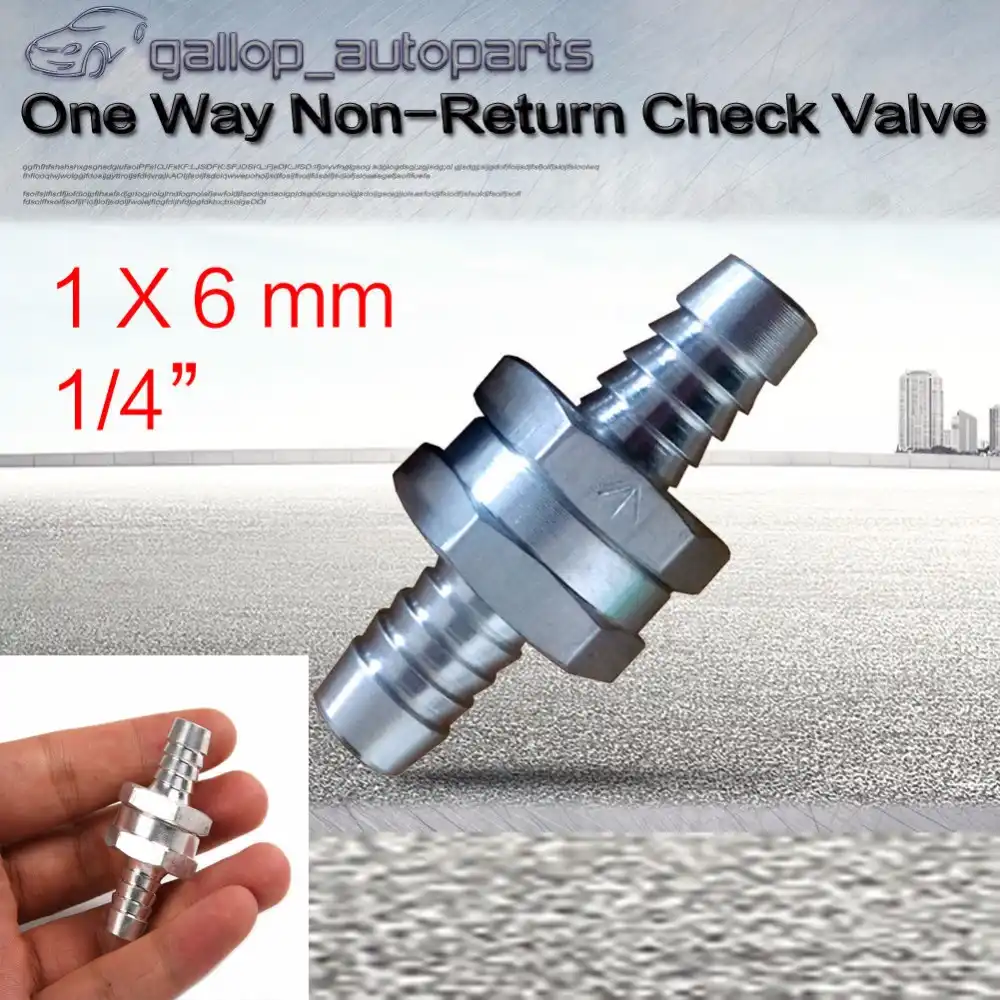 6mm Aluminium Alloy Non Return Check Valve One Way Fuel Petrol Diesel Oil Water