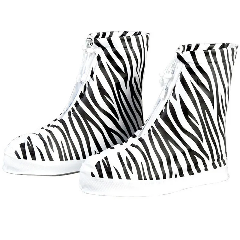 AleafallingFashion/водонепроницаемая обувь с полосками зебры; плотные студенческие резиновые сапоги для путешествий; Складные портативные сапоги на молнии; SC001 - Цвет: Zebra Stripes