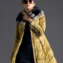 Женское пуховое пальто из меха кролика рекс с капюшоном, Модная тонкая теплая куртка средней длины для леди, желтый, розовый, оранжевый, белый, xl