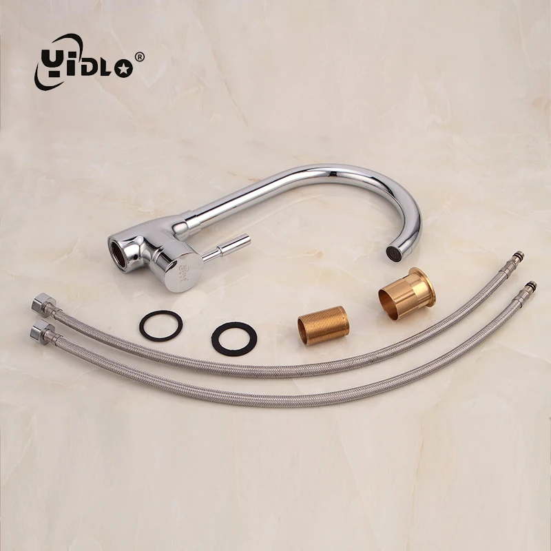 Kitchen Sink basin Faucet 360 Degree Swivel Spout Tube Water Tap Type Seven Pipe Silvery Brass Faucets Hot And Cold Mixer Taps