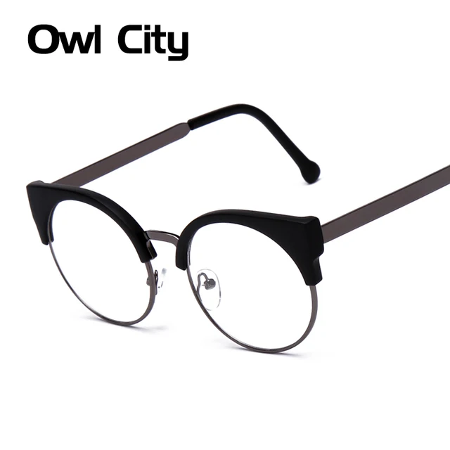 women glasses cat eye eyeglasses vintage half frame metal eyewear