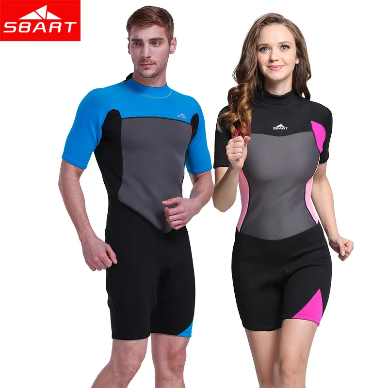 

SBART Short Sleeve 2MM Neoprene Wetsuit Men For Surfing One piece Triathlon Scuba Diving Spearfishing Wetsuit women Surfing 2016