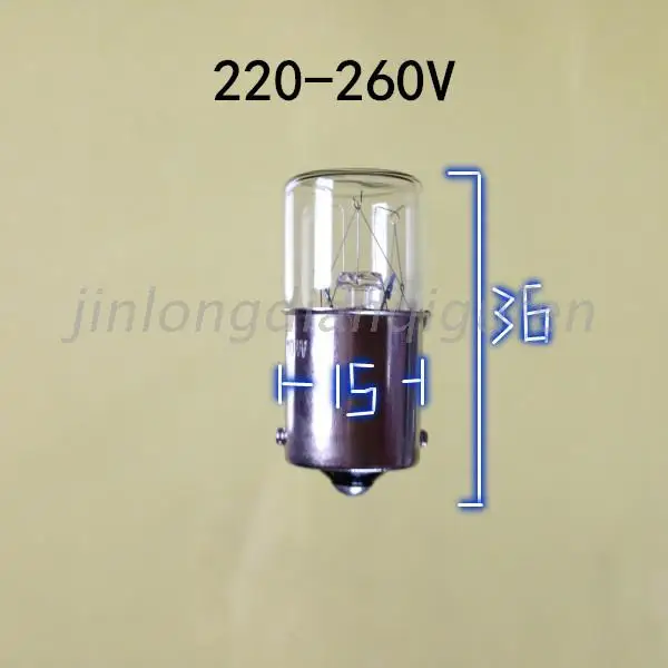 220-260V5W6W10W small signal lamp socket bayonet  bulb flat B15X36 single contact indicator machine tool indicator 220v 240v5w double contact bayonet 35x15mm diameter flat bulb a1196