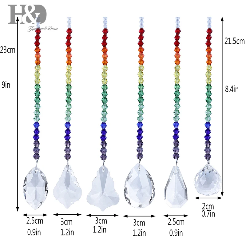 H& D хрустальные люстры призмы радуги производитель чакра Защита от солнца Ловцы с пятизвездочными бусинами набор из 6 шт домашнего окна Свадебные украшения