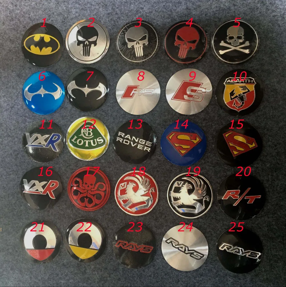 

56mm Smart VXR punisher smart superman batman Rays Wheel Center Cover emblem Badge sticker for vauxhall vw abarth R/T RS