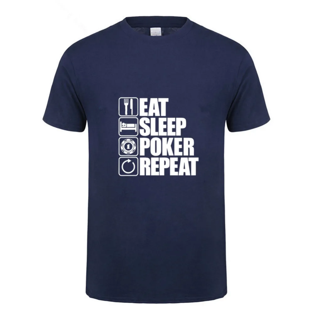 Eat Sleep Poker Повторите футболка для мужчин с круглым вырезом лодочкой короткими